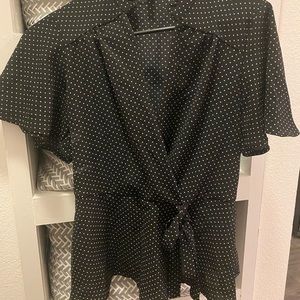 Black polka dot blouse